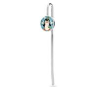 Marque-page mignon imprimé pingouin avec image ronde, marque-page amusant de 2,5 cm pour lire les femmes et les hommes, marque-pages en acier inoxydable pour les amateurs de livres, cadeau, Noël