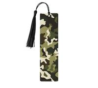 Marque-page militaire camouflage bleu marine en bois avec pompon pour homme et femme - Marque-page de lecture - Cadeau pour les amateurs de livres