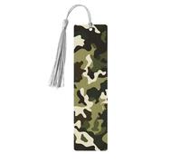 Marque-page militaire camouflage bleu marine en bois avec pompon pour homme et femme - Marque-page de lecture - Cadeau pour les amateurs de livres
