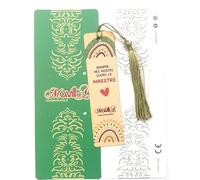 Marque-page MODA Mavilla pour les élèves, design arc-en-ciel avec pompon coloré assortie, message 'Toujours dans nos coeurs les maîtres' coffret cadeau inclus