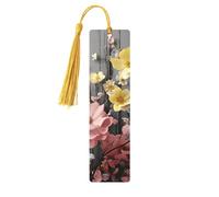 Marque-page mural floral en bois pour les amateurs de livres fait à la main avec pompon, marqueurs de page de lecture, étiquettes cadeaux en bois pour décorations artisanales