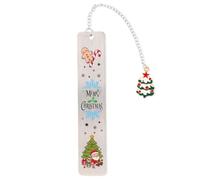 Marque-page Noël avec Chaîne, Métal Argenté Sapin Sucre d’orge Boîte Cadeau Père Noël Marque-pages avec Breloques pour Fête Amoureux de Livres Adolescents