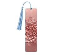 Marque-page or rose avec pompons, marque-page en bois pour homme et femme, fait à la main pour les amateurs de livres, marqueurs de page de lecture, étiquettes en bois, ornements d'anniversaire