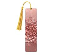 Marque-page or rose avec pompons, marque-page en bois pour homme et femme, fait à la main pour les amateurs de livres, marqueurs de page de lecture, étiquettes en bois, ornements d'anniversaire