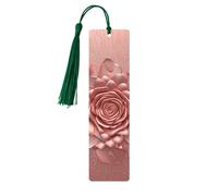 Marque-page or rose avec pompons, marque-page en bois pour homme et femme, fait à la main pour les amateurs de livres, marqueurs de page de lecture, étiquettes en bois, ornements d'anniversaire