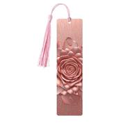 Marque-page or rose avec pompons, marque-page en bois pour homme et femme, fait à la main pour les amateurs de livres, marqueurs de page de lecture, étiquettes en bois, ornements d'anniversaire