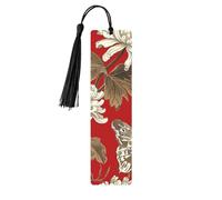 Marque-page papillon chrysanthème d'automne vintage en bois avec pompon pour homme et femme - Marque-page de lecture - Cadeau pour les amateurs de livres