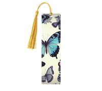 Marque-page papillon en bois pour les amateurs de livres, marque de livre en bois fait à la main avec pompon, marqueurs de page de lecture, étiquettes cadeaux en bois pour décorations artisanales