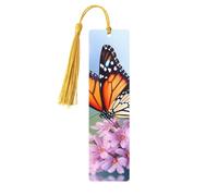 Marque-page papillon pour fleurs, marque-pages en bois pour les amateurs de livres, marque-page en bois fait à la main avec pompon, marque-page de lecture, étiquettes cadeaux en bois pour décorations