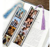 Marque Page Personnalisable,Marque Page Livre Personnalisable en Métal Photos,Impression Recto Verso,Pompon Multicolore,pour Amoureux des livres, Anniversaire,Cérémonie de Remise Des Diplômes.