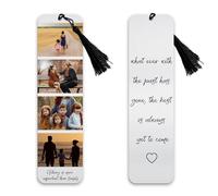 Marque-Page Personnalisé Avec Photo Et Texte, Gravure Recto-Verso, Cadeaux Originaux Pour Hommes Et Femmes, Marque-Pages En Métal, Cadeaux Fête Des Mères, Cadeaux Personnalisés (4Photo)