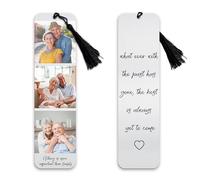 Marque-Page Personnalisé Avec Photo Et Texte, Gravure Recto-Verso, Cadeaux Originaux Pour Hommes Et Femmes, Marque-Pages En Métal, Cadeaux Fête Des Mères, Cadeaux Personnalisés（3Photo）