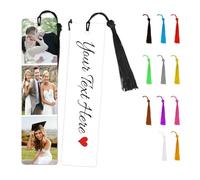 Marque page Personnalisé avec Photo et Texte,Marque Page Livre Personnalisable en Métal Cadeaux D'anniversaire, de Fin D'études, de Noël Pour Hommes et Femmes (3 photos)