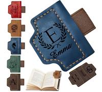 Marque-Page Personnalisé Avec Porte-Stylo Cuir PU Avec Nom Gravé Aimanté Pour Amateurs De Lecture, Bleu