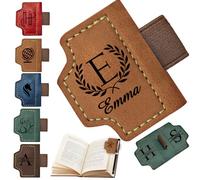 Marque-Page Personnalisé Avec Porte-Stylo Cuir PU Avec Nom Gravé Aimanté Pour Amateurs De Lecture, Brun