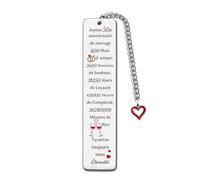 Marque-Page Personnalisé Joyeux 50e Anniversaire Mariage Pour Couple Noces d'or50ans Anniversaire Mariage Noël Jour Famille Signets Pour Femmes Je T'aime Cadeaux Pour Hommes Mari Penser Vous