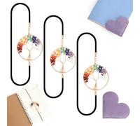 Marque Page Personnalisé Marque Page Métal Arbre de Vie avec Élastique 3 Pièces Cadeaux de Bonheur pour Amateurs de Lecture Cœur, Idéal pour Noël, Fête des Mères, Cadeaux pour Enseignants