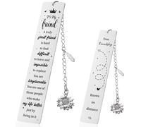 Marque-page pour meilleure amie pour femme - Marque-page d'amitié en métal avec breloque tournesol, cadeau longue distance pour les amateurs de livres, anniversaire, remise de diplôme, Noël
