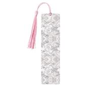 Marque-page rectangulaire en bois avec motif marbre or rose avec pompons, cadeau pour homme et femme
