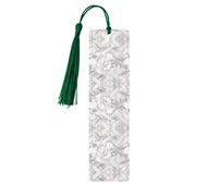 Marque-page rectangulaire en bois avec motif marbre or rose avec pompons, cadeau pour homme et femme
