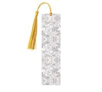 Marque-page rectangulaire en bois avec motif marbre or rose avec pompons, cadeau pour homme et femme