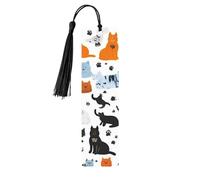 Marque-page rectangulaire en bois avec trous et cordes en forme de chat et de chien
