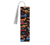 Marque-page rectangulaire en bois avec trous et cordes Inscription I Love My Dog Teckels