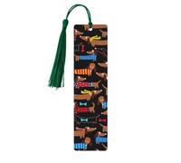 Marque-page rectangulaire en bois avec trous et cordes Inscription I Love My Dog Teckels