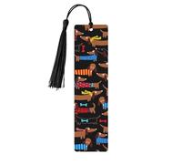 Marque-page rectangulaire en bois avec trous et cordes Inscription I Love My Dog Teckels