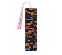 Marque-page rectangulaire en bois avec trous et cordes Inscription I Love My Dog Teckels