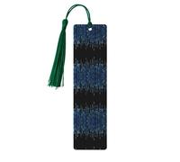 Marque-page rectangulaire en bois imprimé binaire bleu avec pompons, cadeau pour homme et femme
