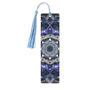 Marque-page rectangulaire mandala en bois pour homme et femme, fait à la main avec pendentif en bois brut avec pampille, marque-pages, cadeaux à suspendre pour les amateurs de livres
