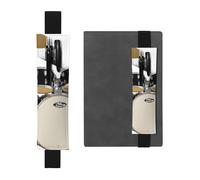 Marque-page réglable en cuir imprimé jazz Drum Print - Pochette détachable pour journaux et planificateurs manuels