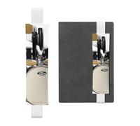 Marque-page réglable en cuir imprimé jazz Drum Print - Pochette détachable pour journaux et planificateurs manuels