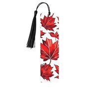 Marque-page rouge en forme de feuille d'érable d'automne avec pompon - Marque-page pour femme et homme - Marque-page de lecture - Cadeau pour les amateurs de livres