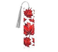 Marque-page rouge en forme de feuille d'érable d'automne avec pompon - Marque-page pour femme et homme - Marque-page de lecture - Cadeau pour les amateurs de livres
