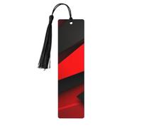 Marque-page rouge et noir en bois pour les amateurs de livres, marque de livre en bois fait à la main avec pompon, marqueurs de page de lecture, étiquettes cadeaux en bois pour décorations artisanales