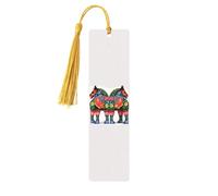 Marque-page suédois en bois pour les amateurs de livres fait à la main avec pompon - Marque-page de lecture en bois pour les amateurs de livres - Étiquettes cadeaux en bois pour décorations