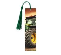 Marque-page sur le thème du tracteur, marque-page en bois pour les amateurs de livres, marque de livre en bois fait à la main avec pompon, marqueurs de page de lecture, étiquettes cadeaux en bois pour