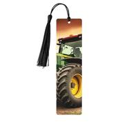 Marque-page sur le thème du tracteur, marque-page en bois pour les amateurs de livres, marque de livre en bois fait à la main avec pompon, marqueurs de page de lecture, étiquettes cadeaux en bois pour