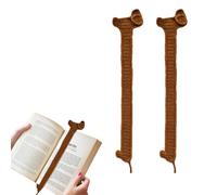 Marque-page teckel 2pcs, marque-page teckel au crochet fait à la main pour la lecture, marqueur de livre animal tricoté marron mignon pour les amateurs de livres