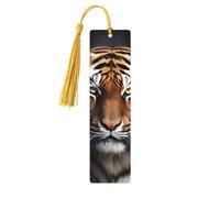 Marque-page tigre en bois pour les amateurs de livres, marque de livre en bois fait à la main avec pompon, marqueurs de page de lecture, ornement en bois, étiquettes cadeaux pour décorations
