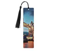Marque-page Tower Bridge de Londres avec pompons, marque-page en bois pour homme et femme, fait à la main pour les amateurs de livres, marqueurs de page de lecture, étiquettes en bois, ornements