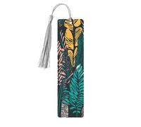 Marque-page tribal tropical jungle forêt palmier en bois pour amateurs de livres et pompons Accessoires de lecture Club Party