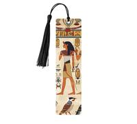 Marque-page vintage égyptien en bois avec pompon pour homme et femme - Marque-page de lecture - Cadeau pour les amateurs de livres