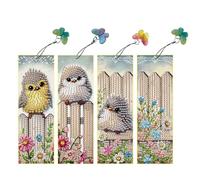 Marque-pages 5D avec pendentifs en forme de papillon - Fait à la main - Cadeau pour marquer les pages - Perceuse sur un seul côté - Oiseaux de clôture