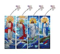 Marque-pages 5D avec pendentifs papillon - Fait à la main - Motif fleur et animal - Cadeau pour marquer les pages - Diamond-07-Jésus