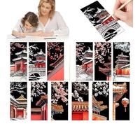 Marque-pages à gratter signets, marque-pages rayures pour enfants, DOVILE PARTY Scratch Off Paper Set de 12, Bookmarks Art Paper Kit pour Kid Students Christmas Party Favor