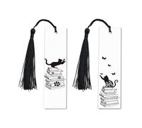 Marque-Pages À Motif De Chat 2 Pièces, Marque-Pages En Acrylique, Marque-Pages Transparents, Marque-Pages À Pampilles, Marque-Pages Cadeaux