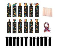 Marque-pages arc-en-ciel à gratter magiques pour développer la créativité, bâtonnets en bois et rubans de satin inclus, 24 pièces aux adorables